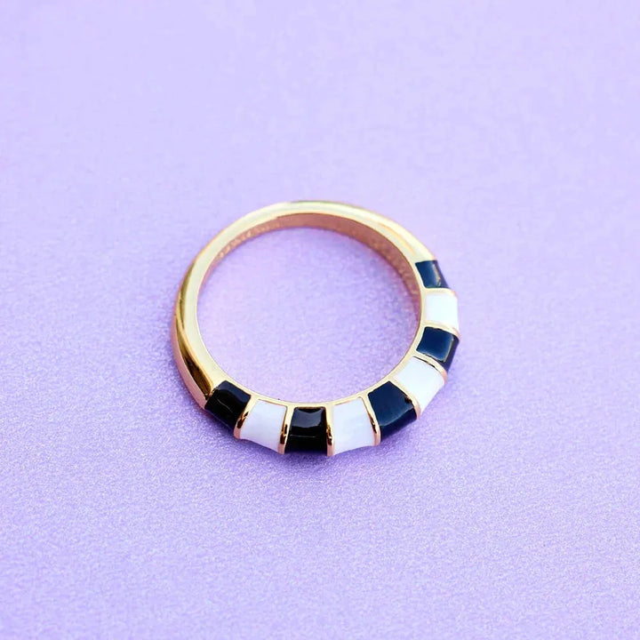 Striped Enamel Gold Ring Gold pic 6 | SoHa Surf Shop