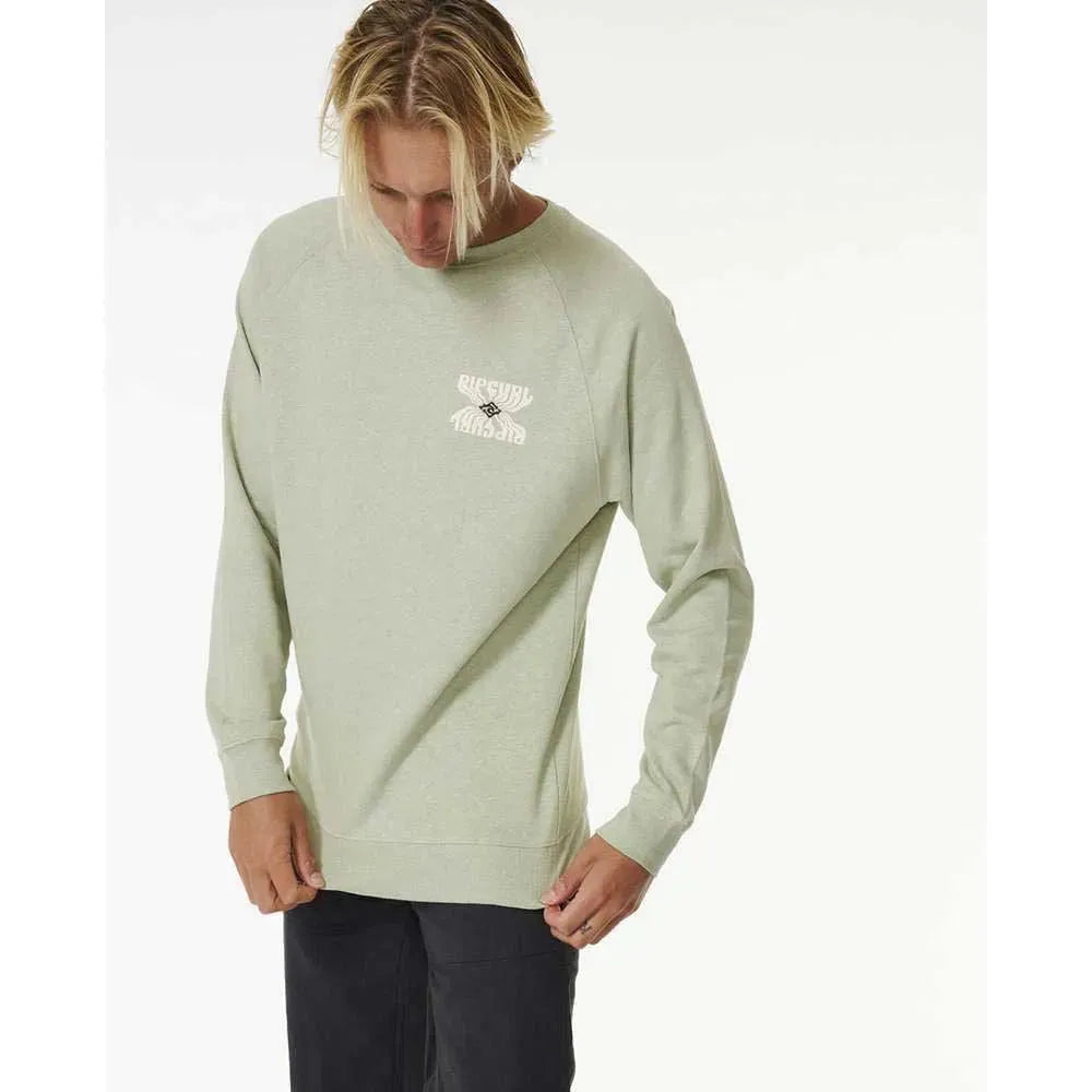 Ripcurl Men’s Saltwater Crew Sweatshirt Sage pic 2 | SoHa Surf Shop