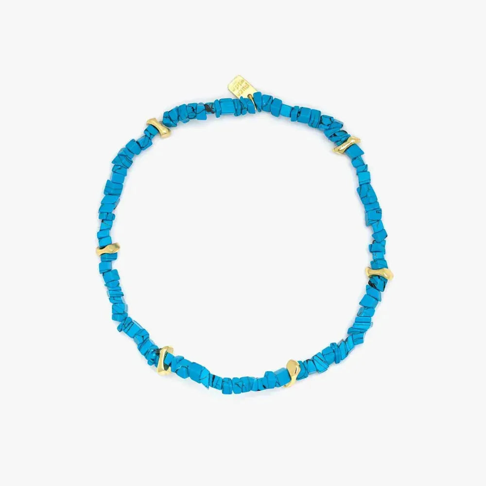 Pura Vida Turquoise Chip Stretch Anklet Gold pic 4 | SoHa Surf Shop