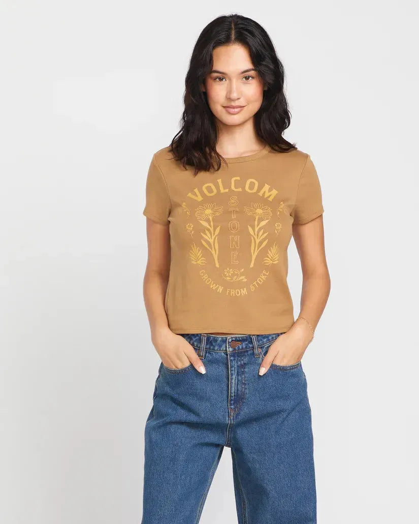 Volcom Women's Have A Clue Tee Vintage Brown pic 1 | SoHa Surf Shop