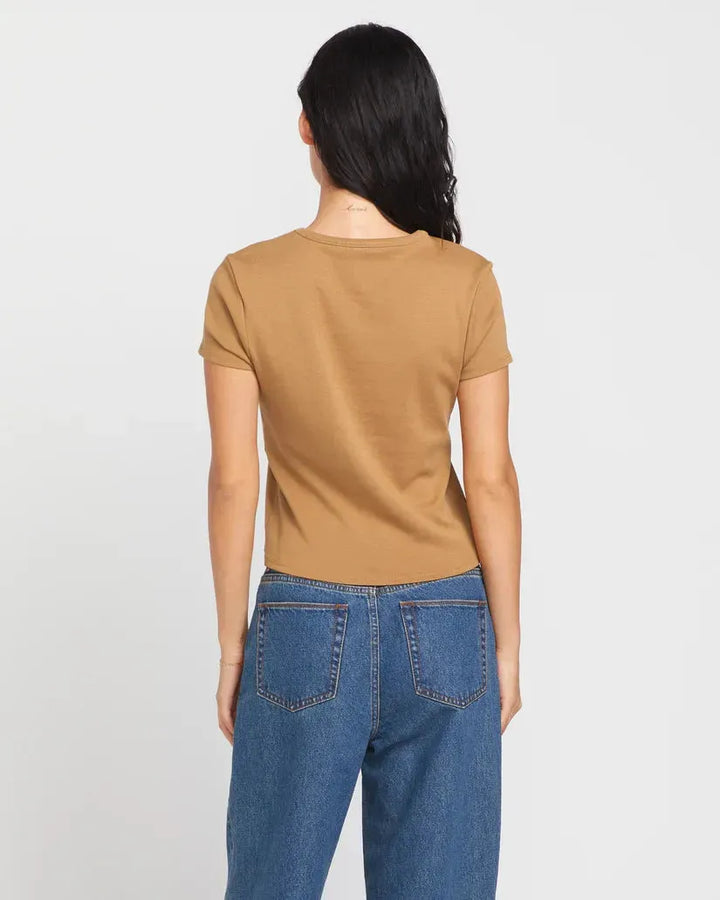 Volcom Women's Have A Clue Tee Vintage Brown pic 2 | SoHa Surf Shop