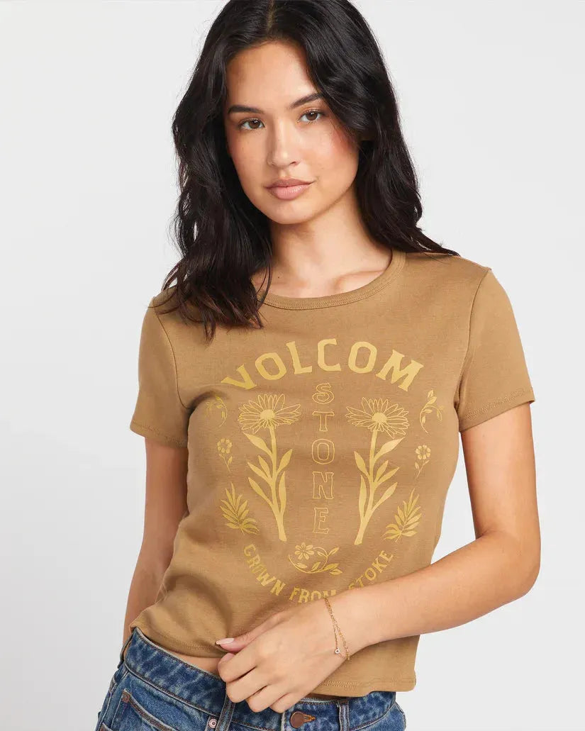 Volcom Women's Have A Clue Tee Vintage Brown pic 3 | SoHa Surf Shop