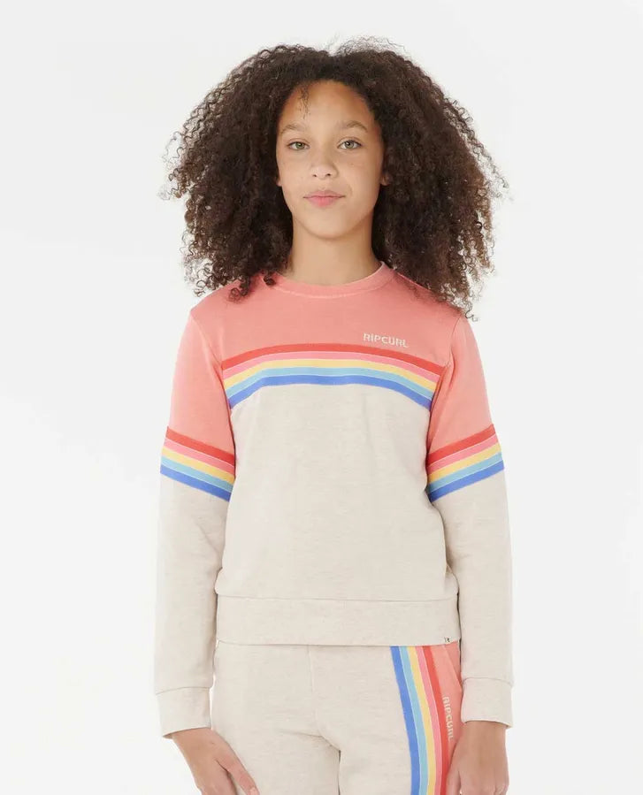 Ripcurl Girls 8-16 Surf Revival Crew - Oatmeal Marle 