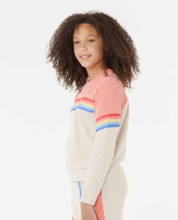Ripcurl Girls 8-16 Surf Revival Crew - Oatmeal Marle 2