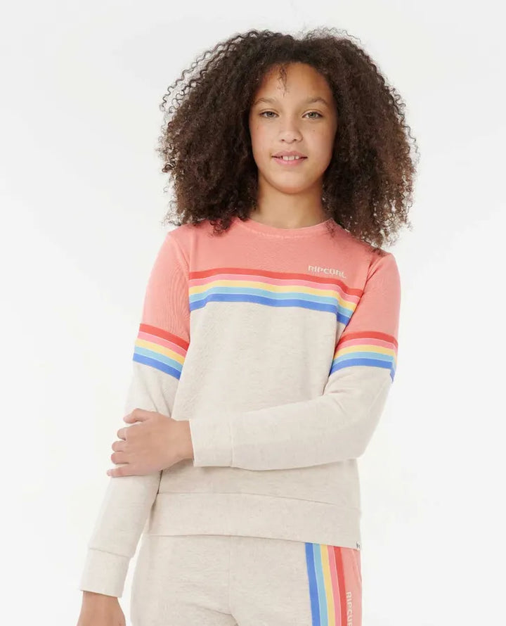 Ripcurl Girls 8-16 Surf Revival Crew - Oatmeal Marle 4