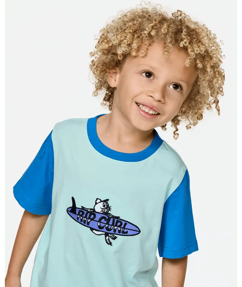 Rip Curl Kids Surf Check Art Tee - Boy Light Aqua 2