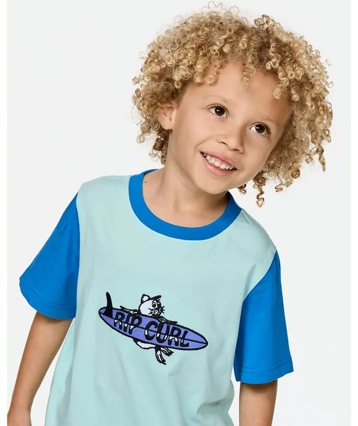 Rip Curl Kids Surf Check Art Tee - Boy Light Aqua 2