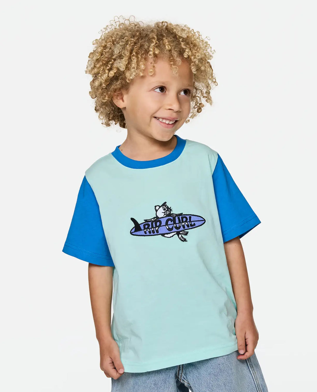 Rip Curl Kids Surf Check Art Tee - Boy Light Aqua