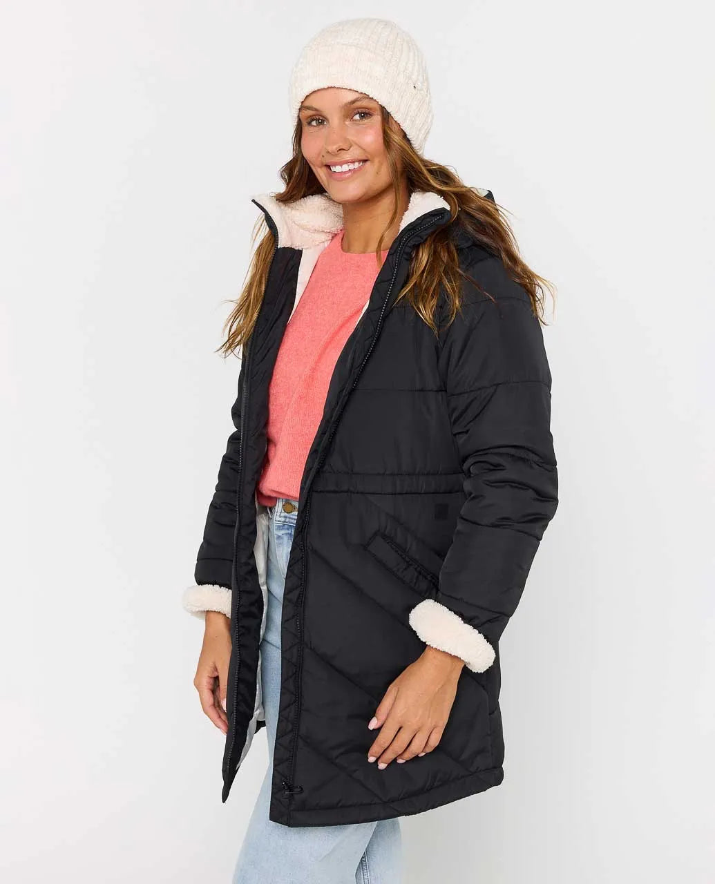 Ripcurl Women's Anti Series Anoeta Long Line Jacket - Washed Black 2
