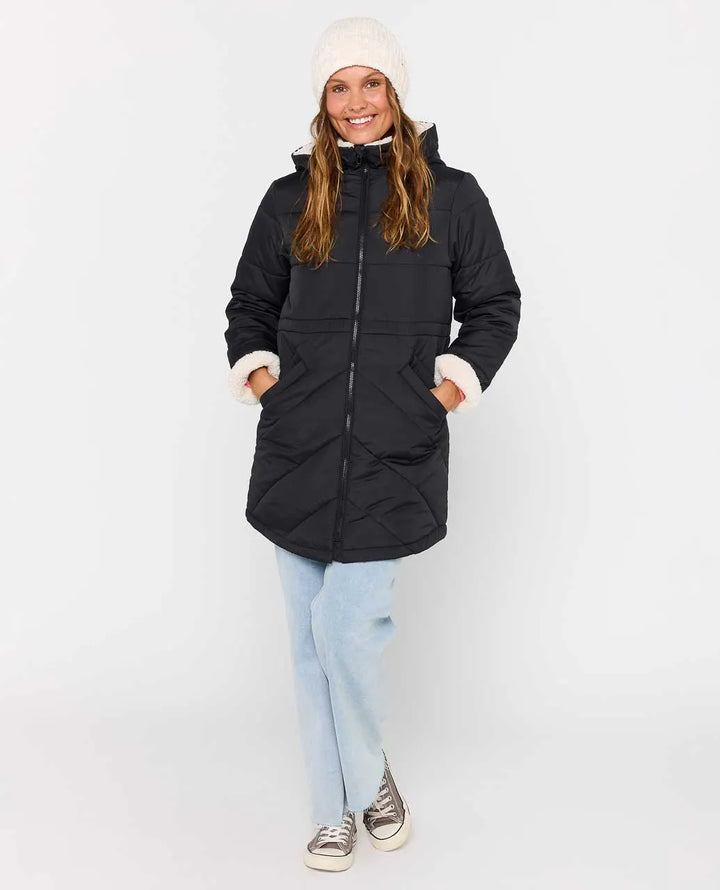 Ripcurl Women's Anti Series Anoeta Long Line Jacket - Washed Black 3