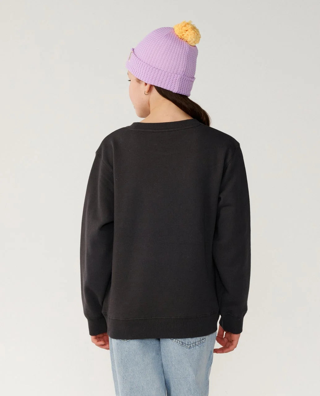 Rip Curl Girls Costa Del Sol Crew - Washed Black