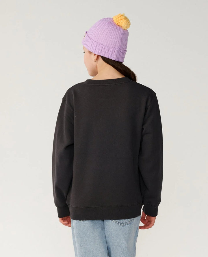 Rip Curl Girls Costa Del Sol Crew - Washed Black