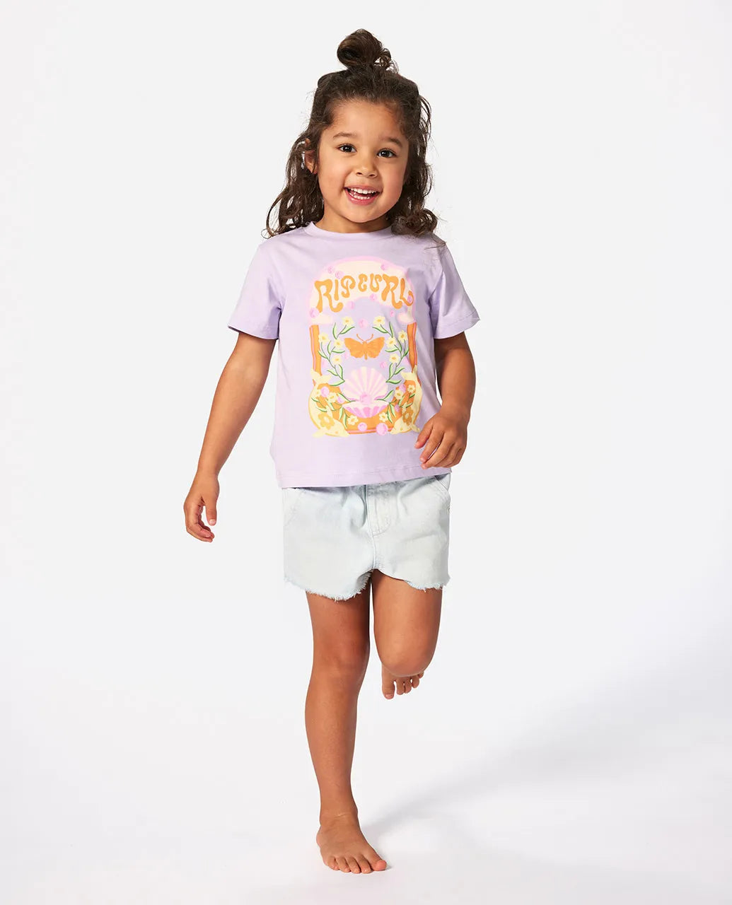 Ripcurl Girls 1-8 Rainbow Tropics Art Tee - Light Purple 2
