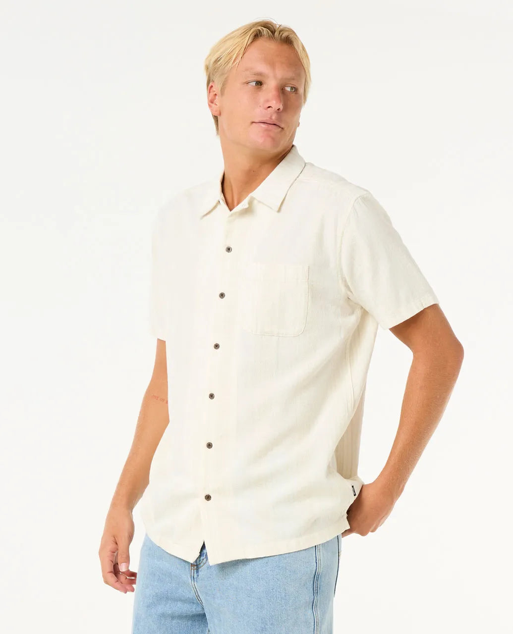 Ripcurl Men's Raw Energy Stripe Button Shirt - Bone 