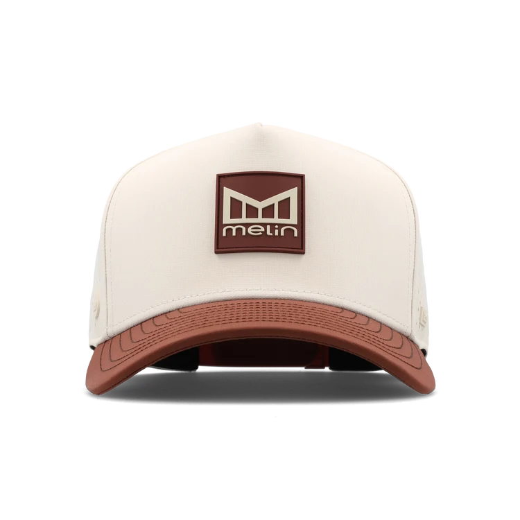 Melin Hydro Odysea Stacked Performance Hat - Moonbeam/Red Ocre 1
