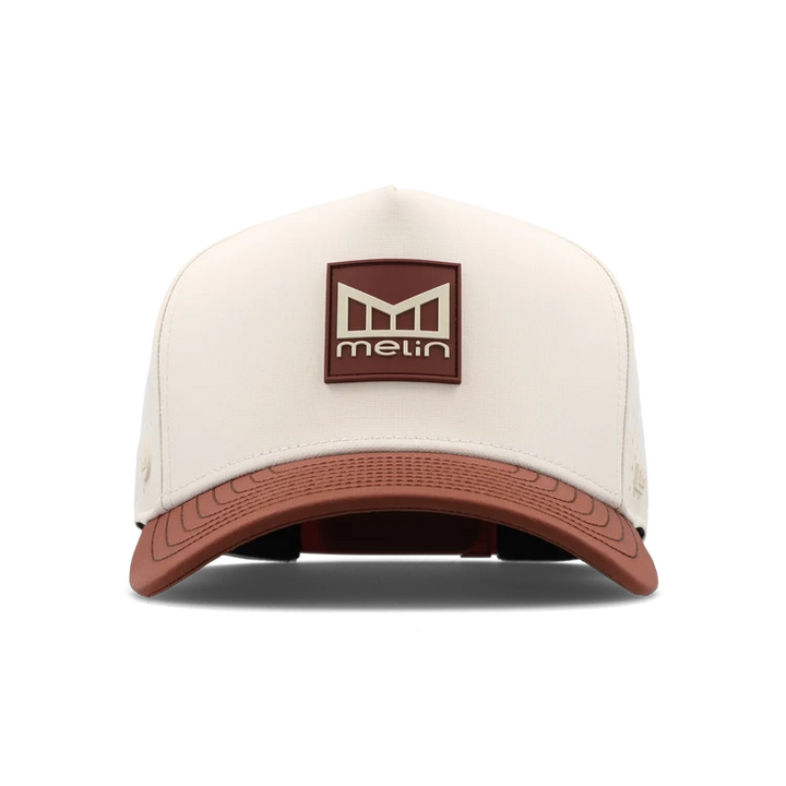 Melin Hydro Odysea Stacked Performance Hat - Moonbeam/Red Ocre 1