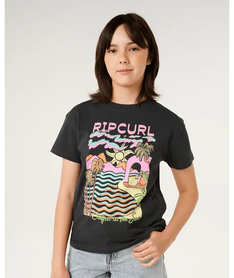 Ripcurl Girls' Half Moon Bay Relaxed Tee - Washed Black