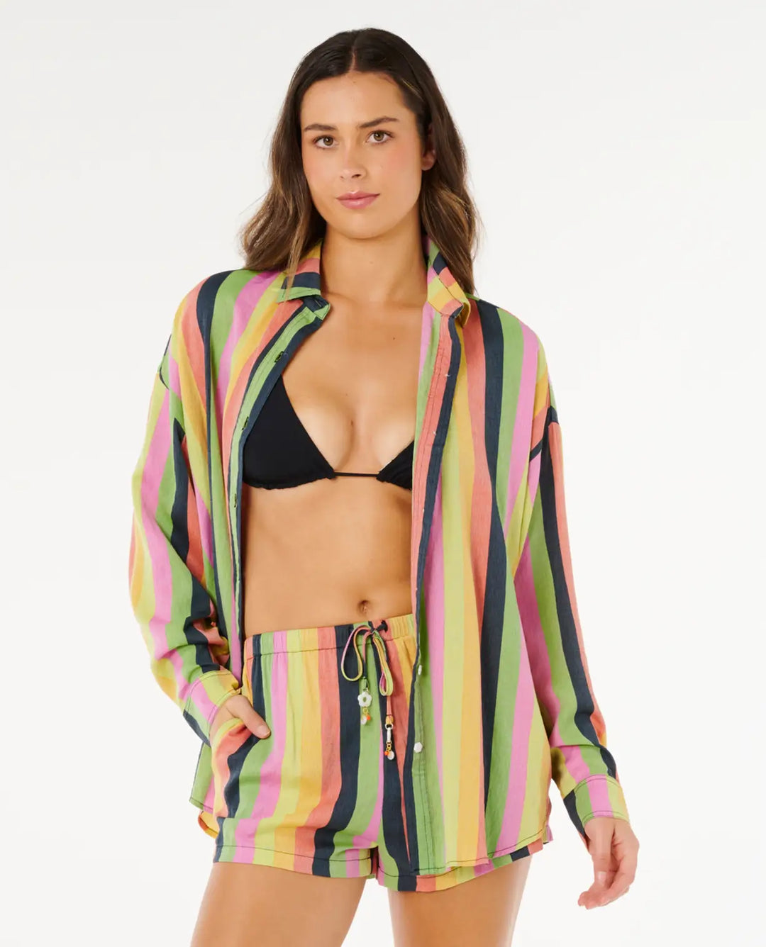Rip Curl Women's Neon Stripe Relaxed Shirt - Multico