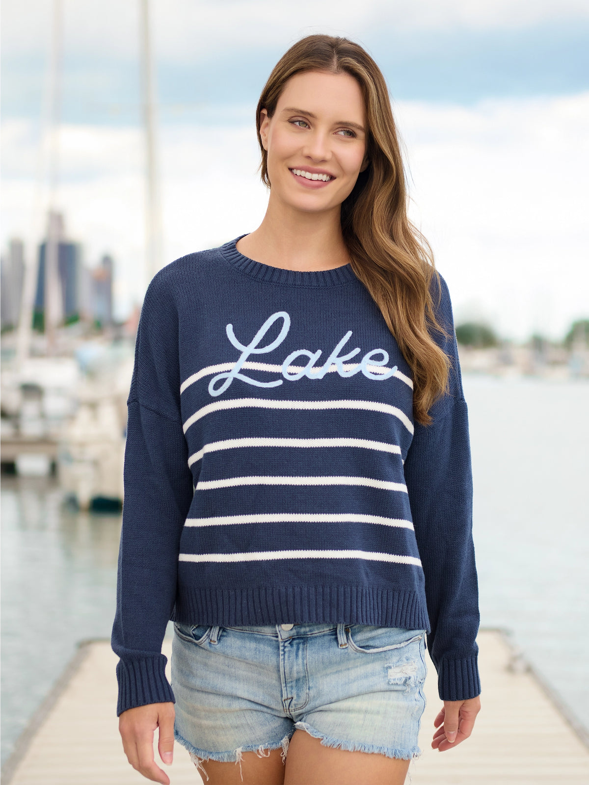 Shiraleah Relaxed Fit Lake Sweater in Navy 1