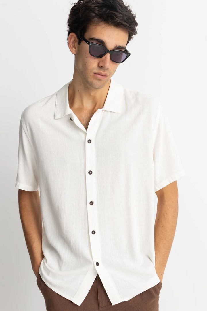 Rhythm Men’s Textured Linen Shirt - Natural 