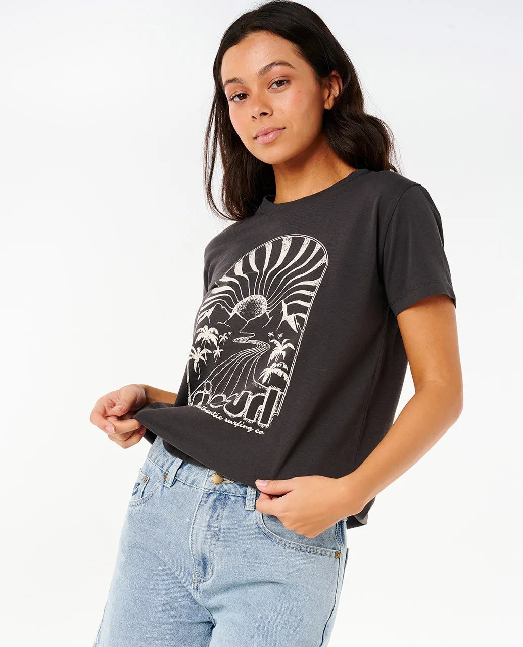 Ripcurl Women's Radiant Standard Tee - Washed Black 