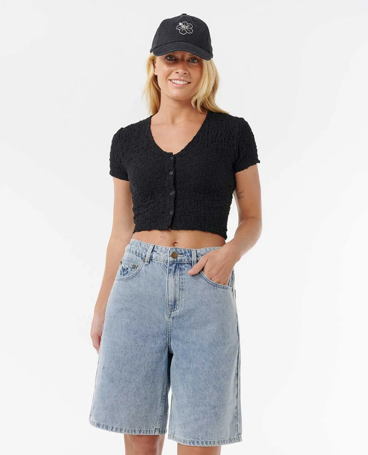 Ripcurl Women’s Sunset Luau Textured Tee - Black 