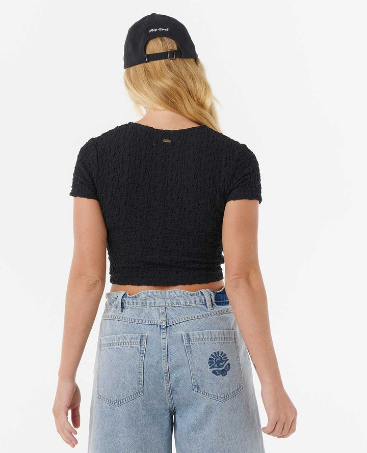 Ripcurl Women’s Sunset Luau Textured Tee - Black 1