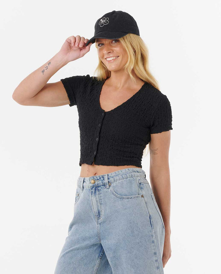 Ripcurl Women’s Sunset Luau Textured Tee - Black 2