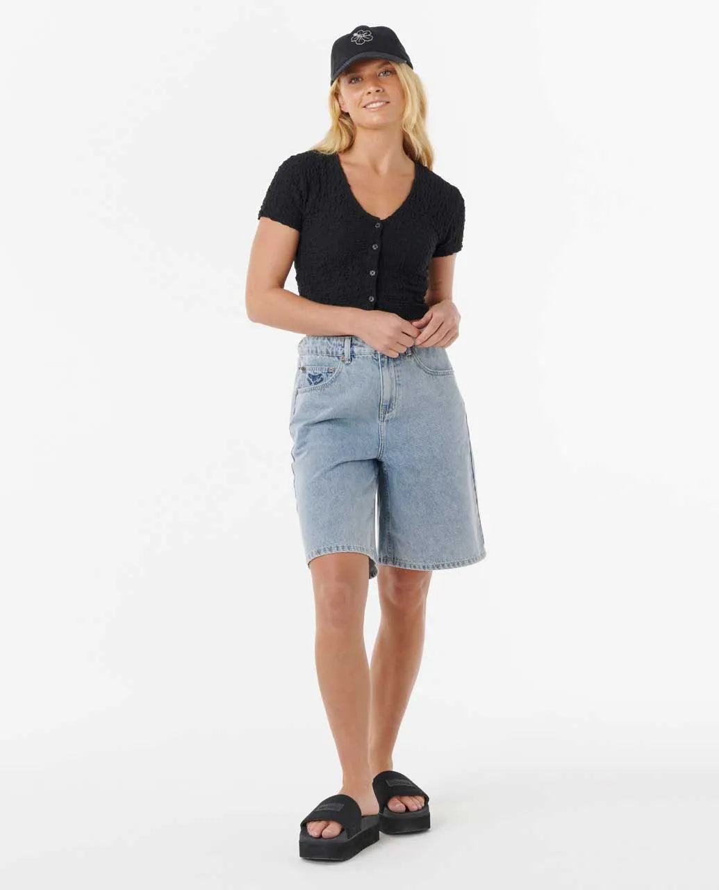 Ripcurl Women’s Sunset Luau Textured Tee - Black 3