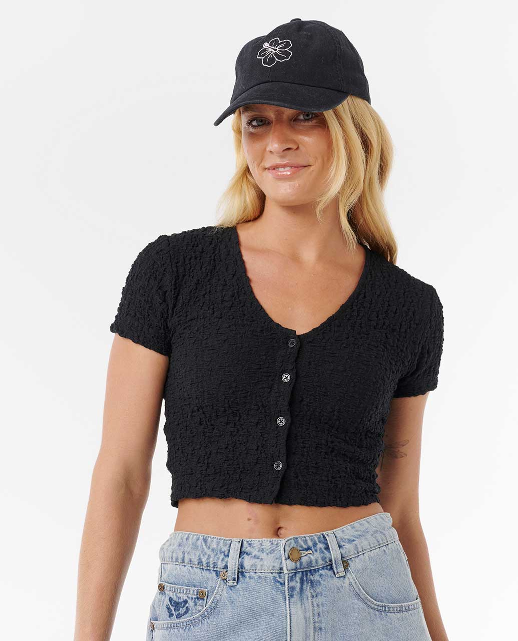 Ripcurl Women’s Sunset Luau Textured Tee - Black 4