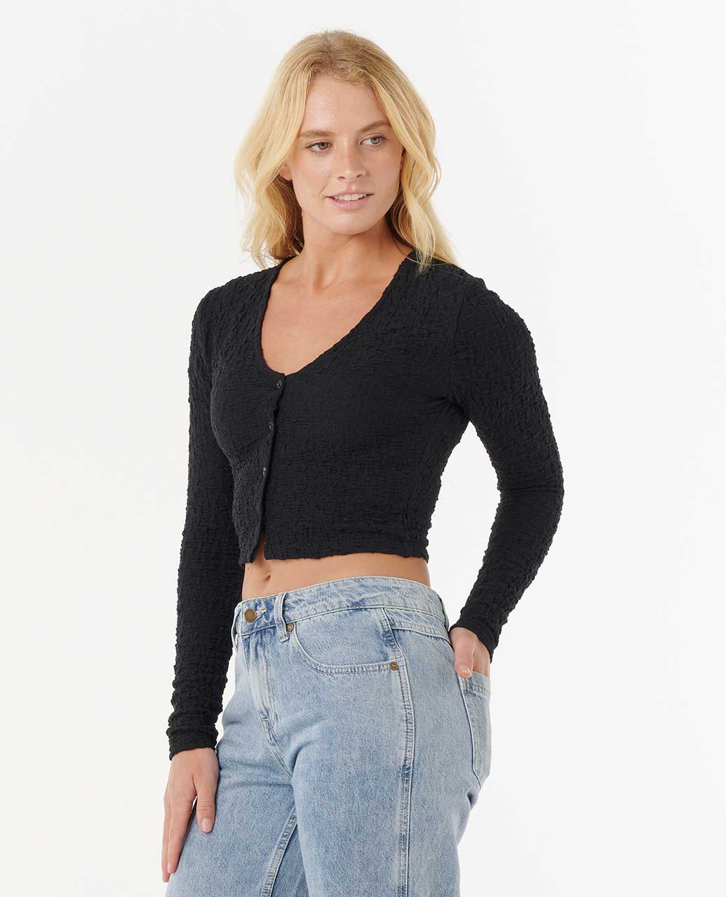 Ripcurl Women's Sunset Luau Texture LS Tee - Black 2