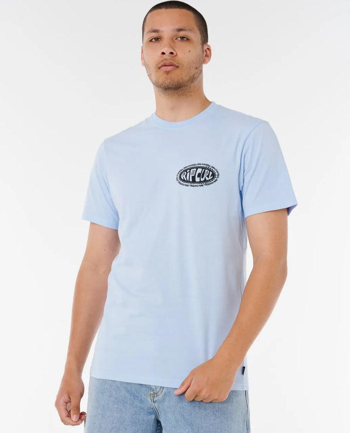 Ripcurl Men’s Raw Energy De Oval Tee - Blue Wind 