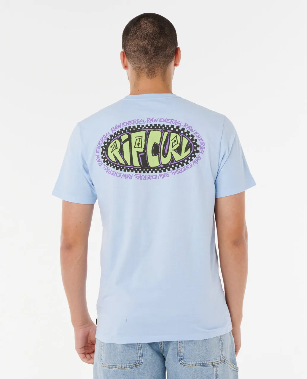 Ripcurl Men’s Raw Energy De Oval Tee - Blue Wind 1
