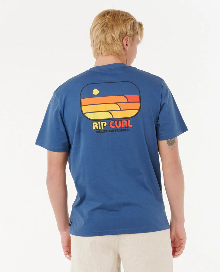 Ripcurl Men’s Surf Revival Lined Up Tee - Light Navy 1