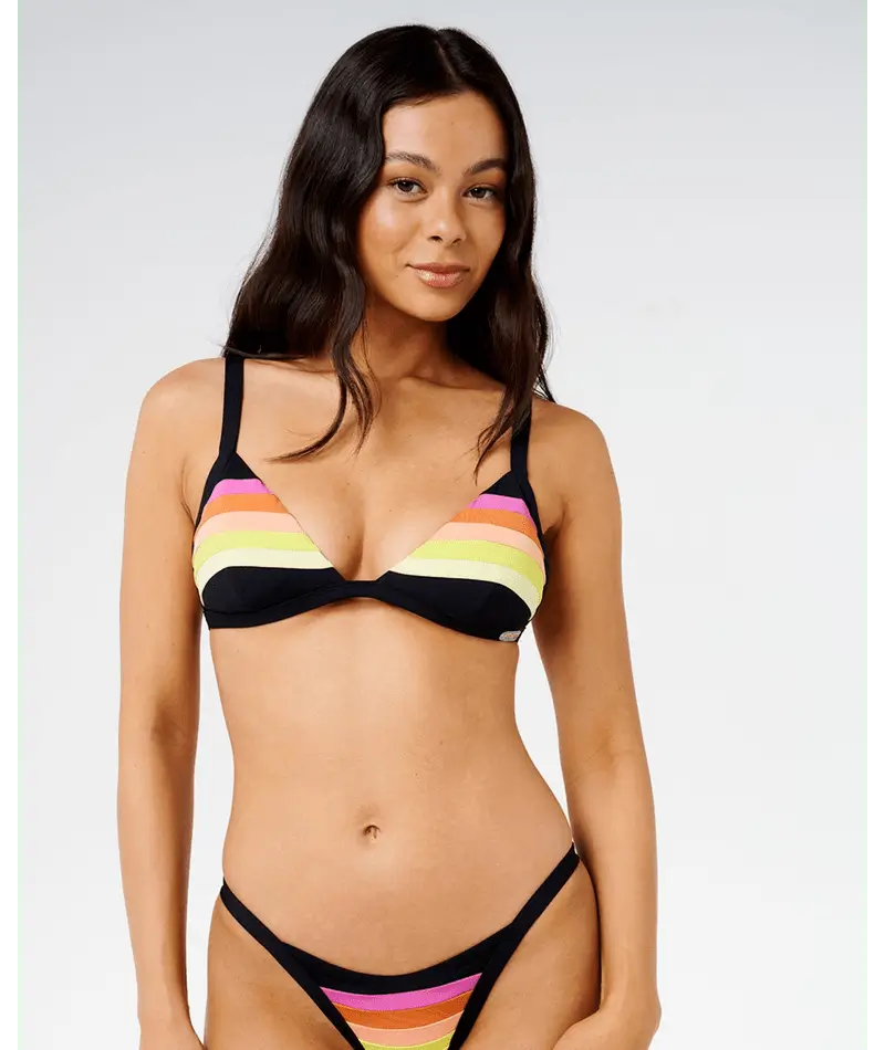 Rip Curl Surf Stripe Bikini Bottoms Black Fabric Texture Detail