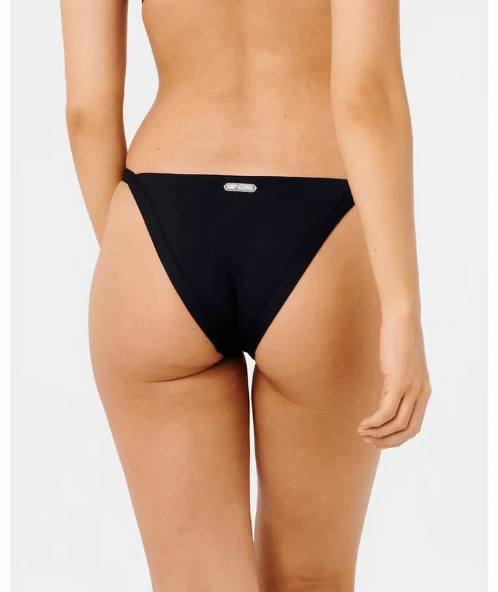 Rip Curl Surf Stripe Bikini Bottoms Black Side Angle Stretch Fabric