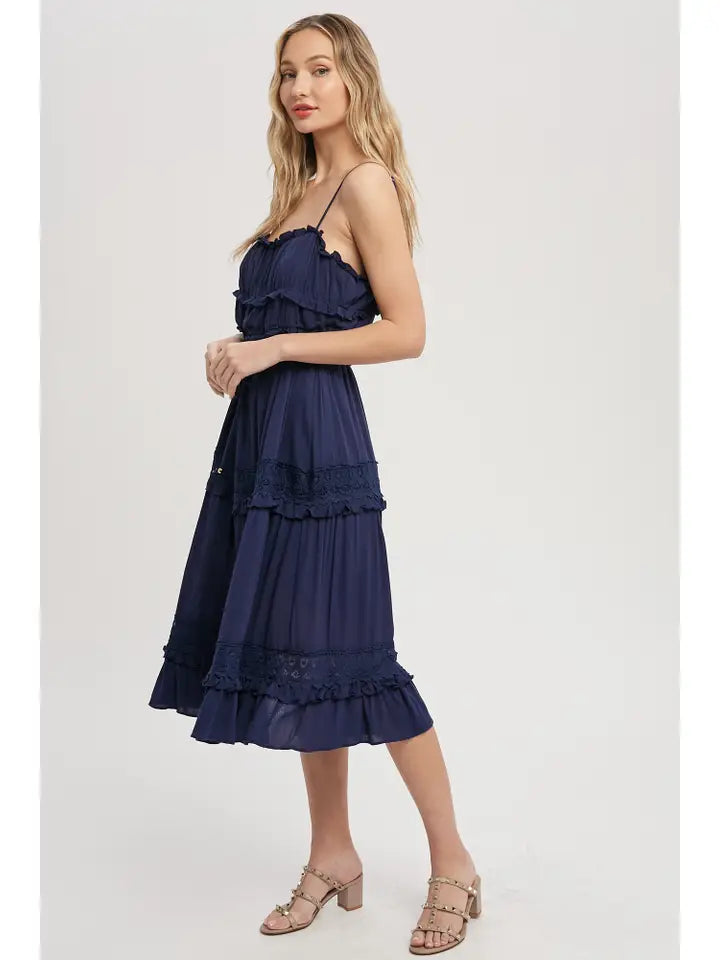 Lace Trim Midi Dress