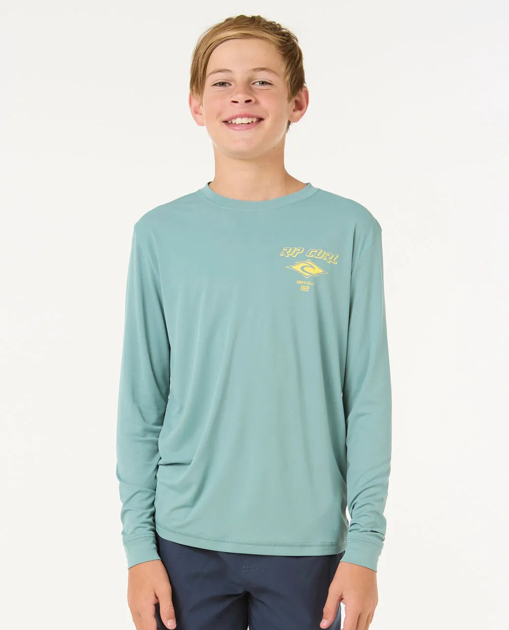Ripcurl Boys 8-16  Icons Surflite UV Rashguard - Blue Yonder 