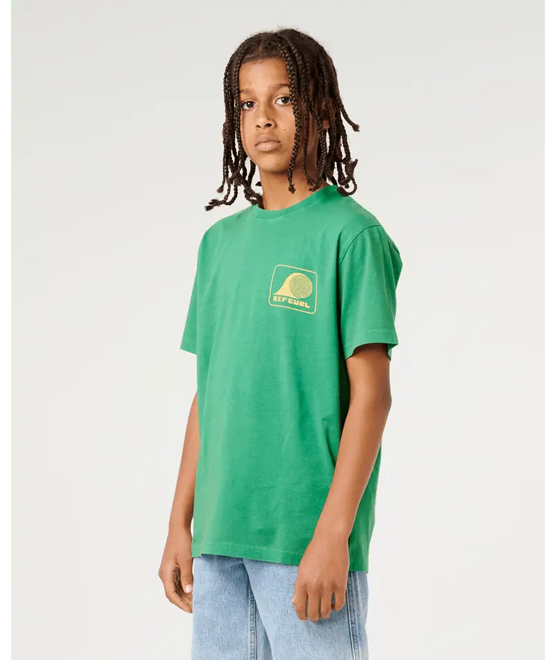 Rip Curl Boys Aots Rolling Wave Tee- Leaf Green