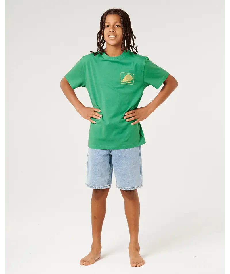 Rip Curl Boys Aots Rolling Wave Tee- Leaf Green