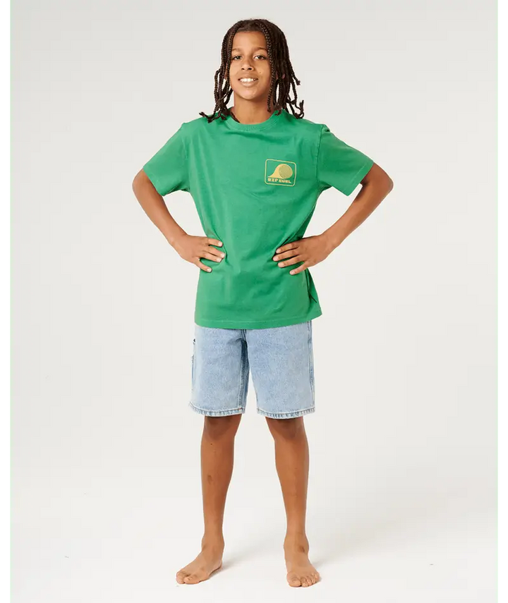 Rip Curl Boys Aots Rolling Wave Tee- Leaf Green