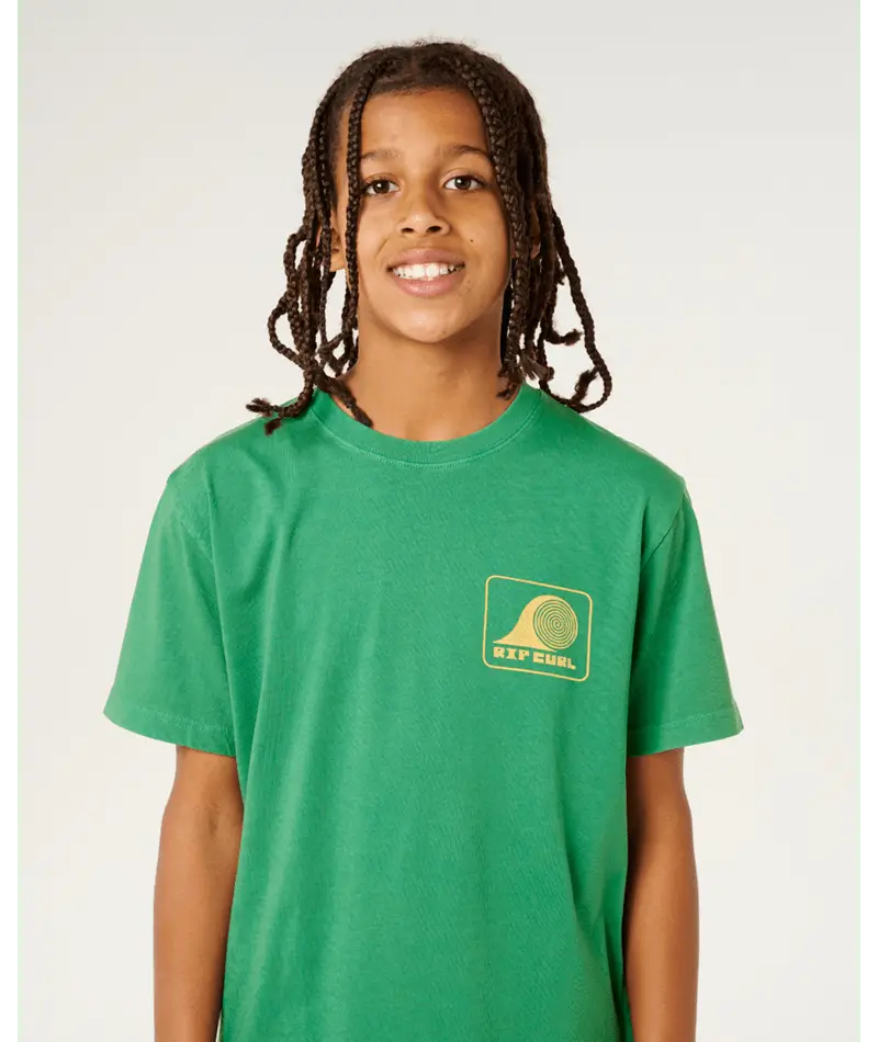 Rip Curl Boys Aots Rolling Wave Tee- Leaf Green