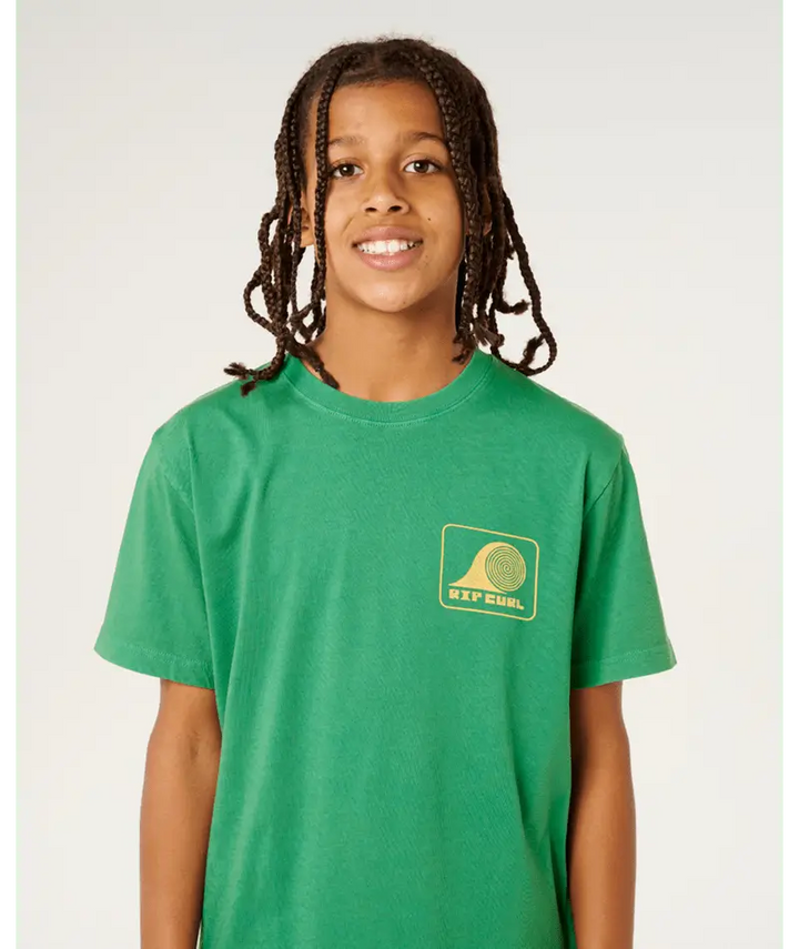 Rip Curl Boys Aots Rolling Wave Tee- Leaf Green