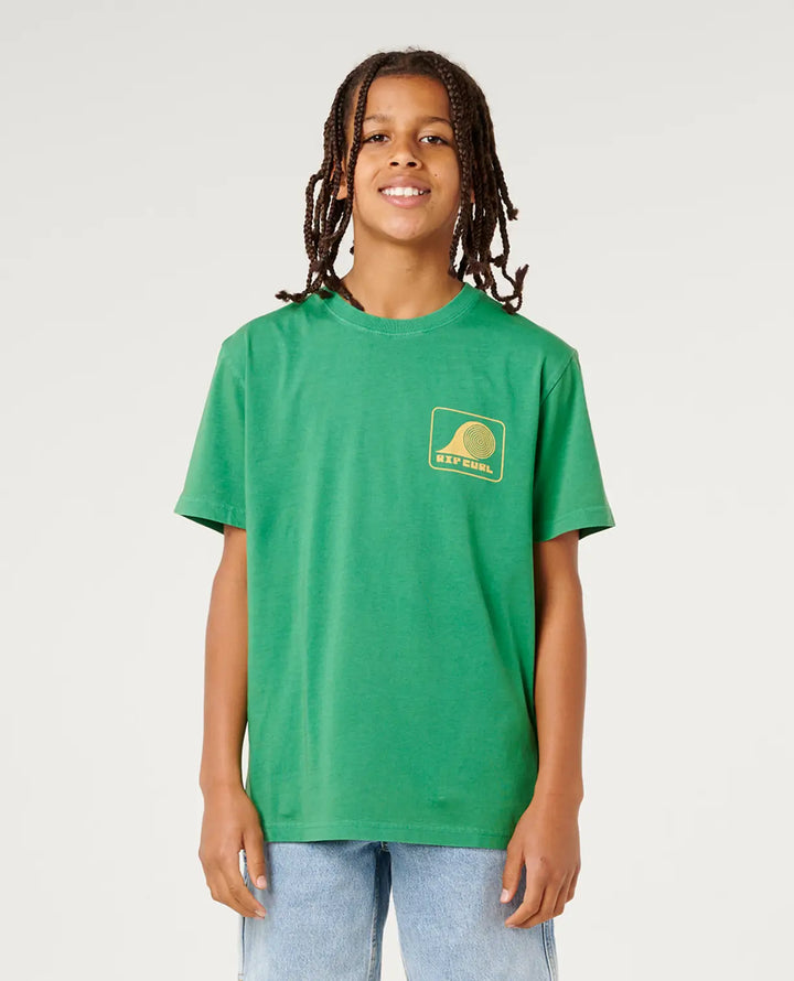 Rip Curl Boys Aots Rolling Wave Tee- Leaf Green