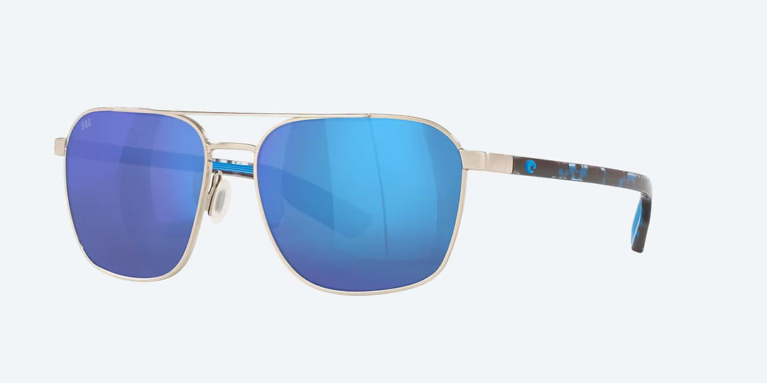 Costa Wader 580G Sunglasses - Brushed Silver/Blue Mirror 