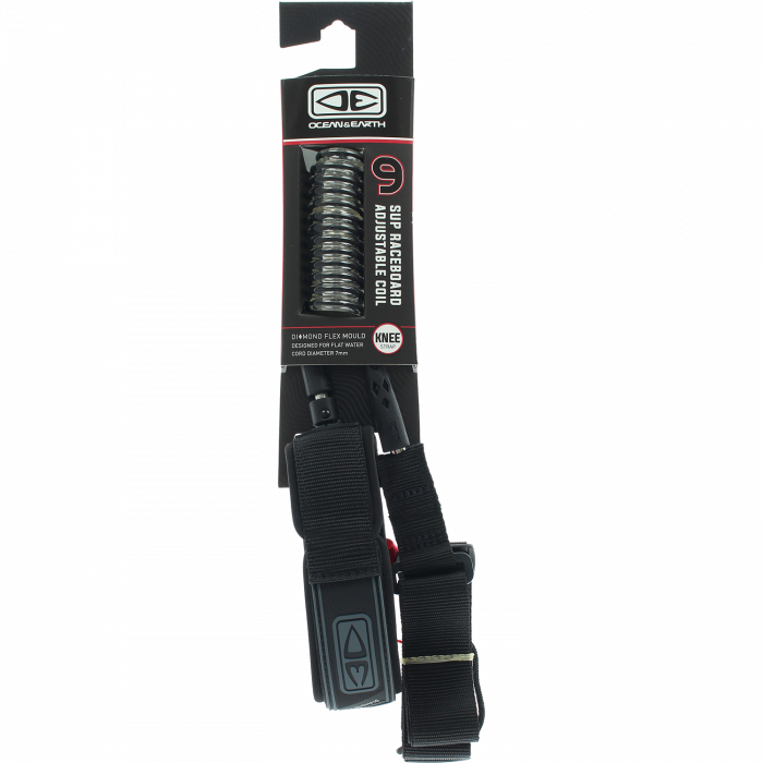 O&E Sup Raceboard Knee Coil Moulded 9' Leash - Black 