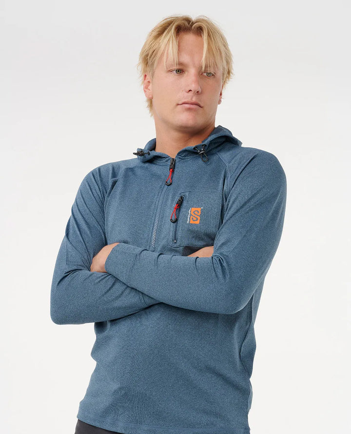 Ripcurl Men’s Search UPF Hood Rash Guard - Navy Marle 