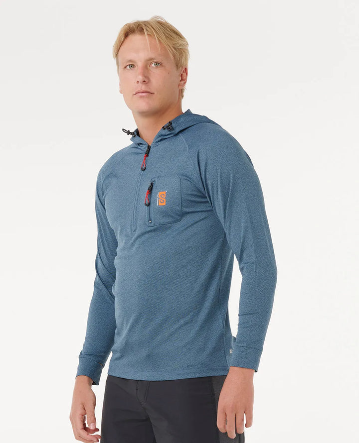 Ripcurl Men’s Search UPF Hood Rash Guard - Navy Marle 2