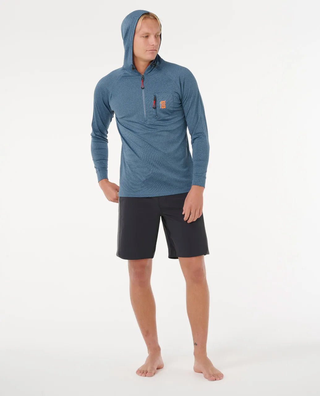 Ripcurl Men’s Search UPF Hood Rash Guard - Navy Marle 3