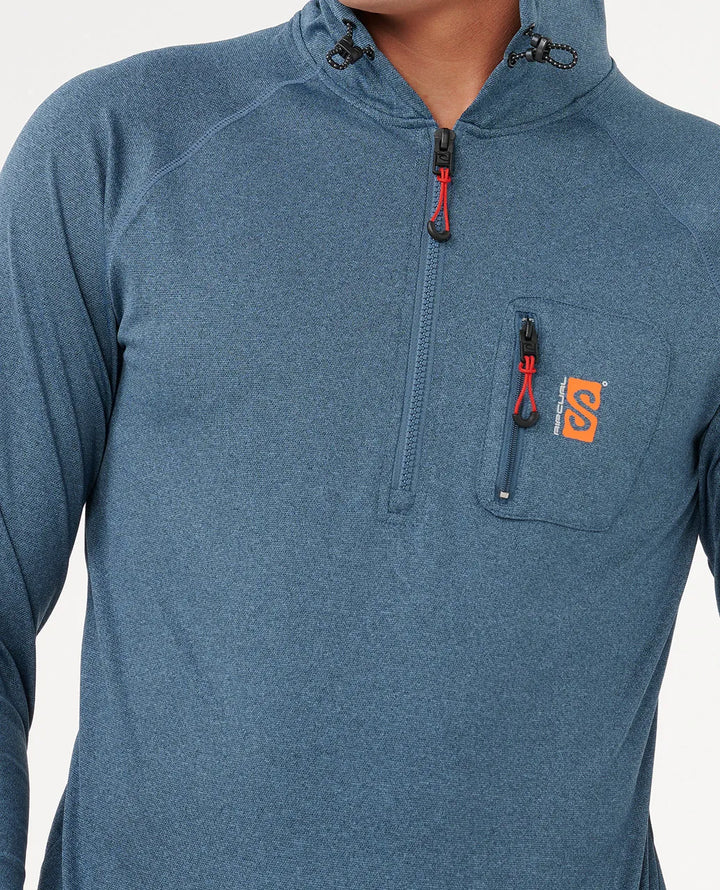 Ripcurl Men’s Search UPF Hood Rash Guard - Navy Marle 4